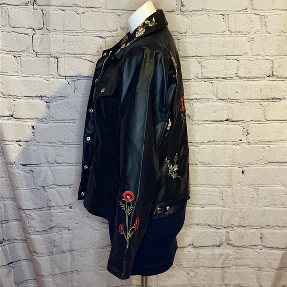 Faux leather embroidered rockstar jacket - Picture 4 of 13
